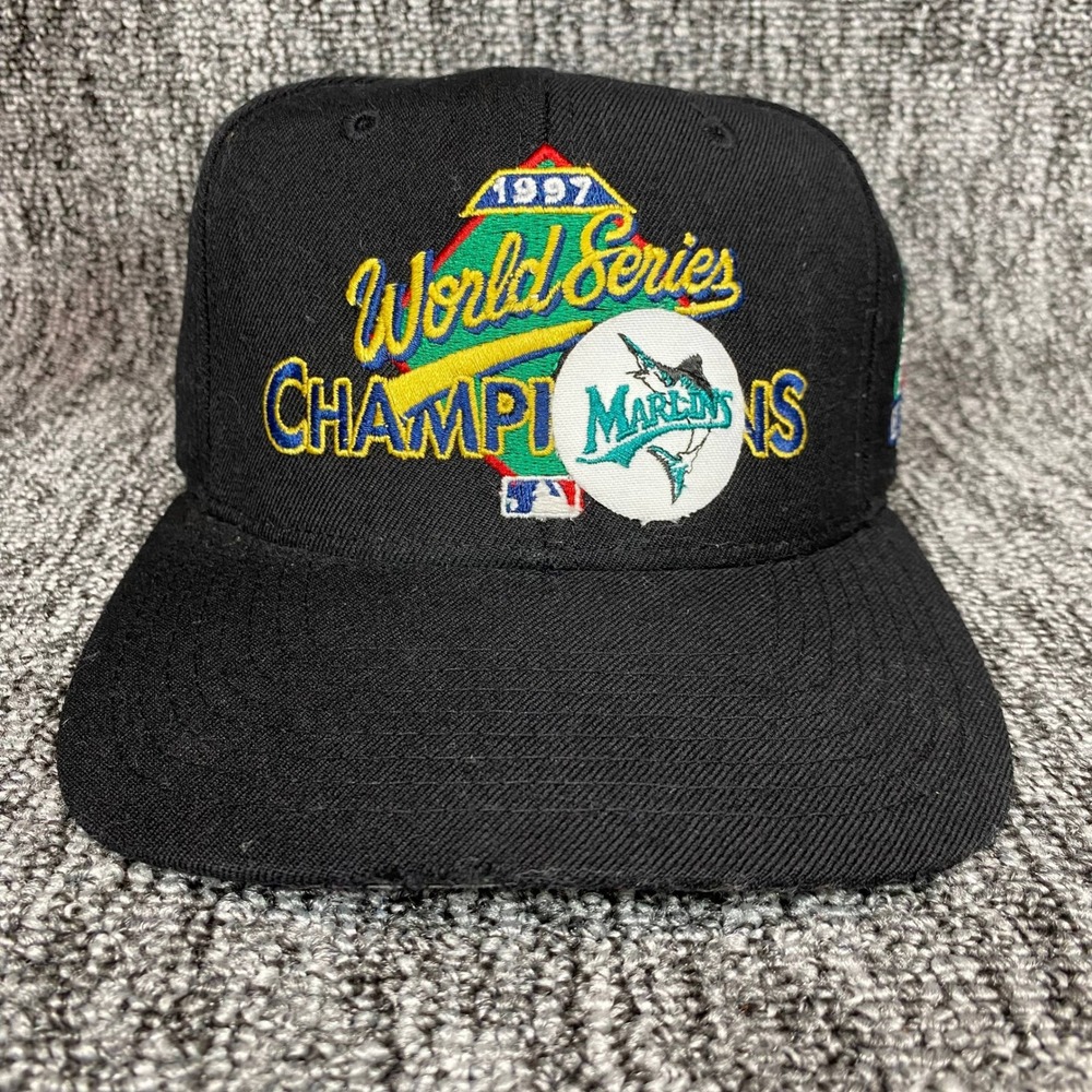 VTG 1997 Florida Marlins World Series Champions Snapback Hat New Era Wool Cap